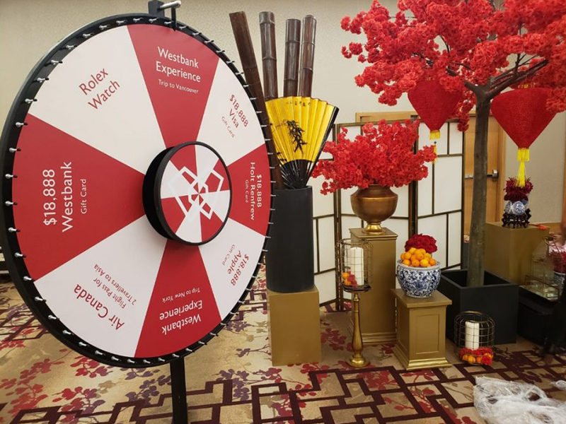 The Massive Promo Wheel rental customized and ready to spin.