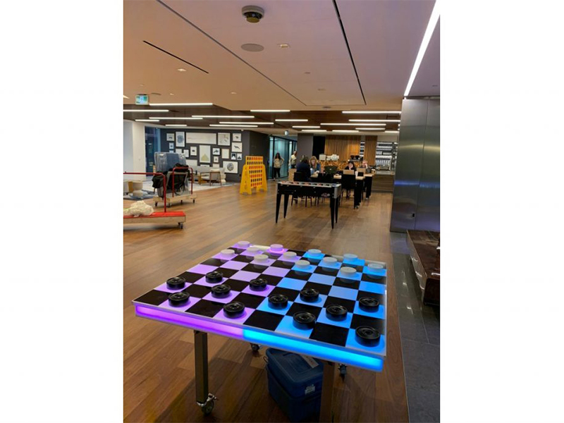 LED Checkers rental ready for event.