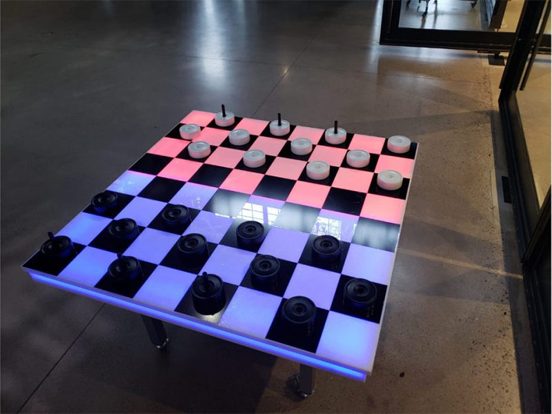 LED Checkers rental ready to play at a party.