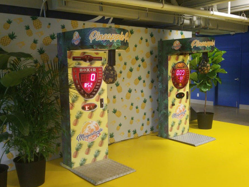 Two Boxer Arcade game rentals with branding.