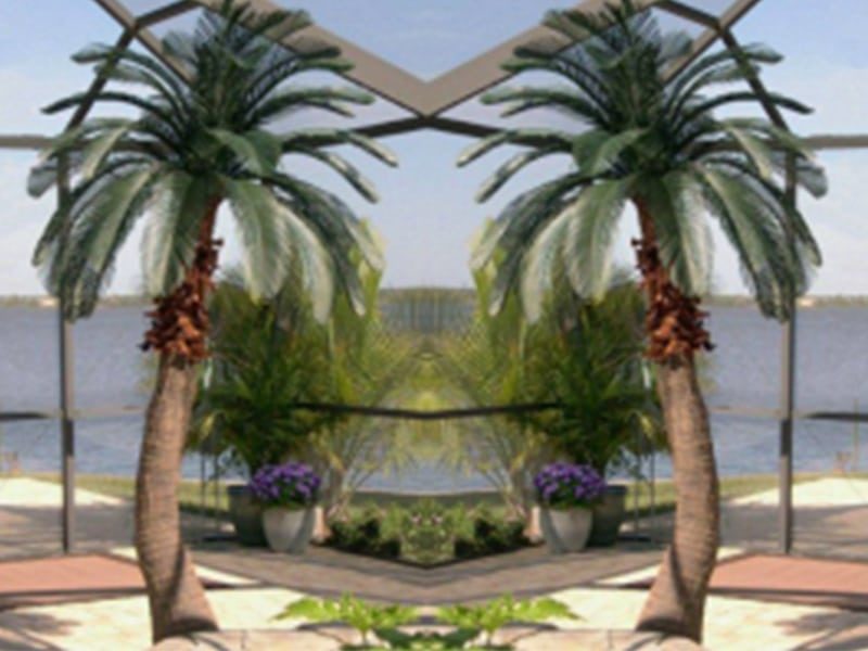 Panoramic image of the Artificial Palm Tree in Toronto.