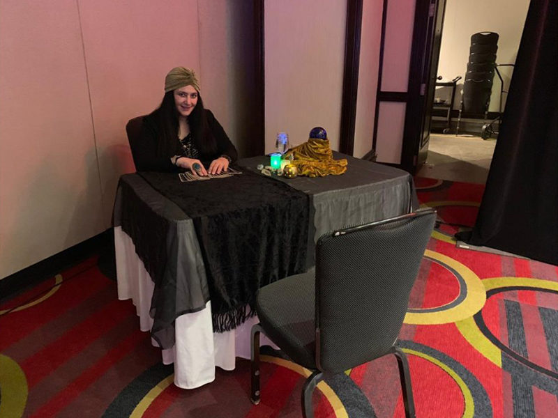 Fortune Teller ready to pick guests Tarot Cards.