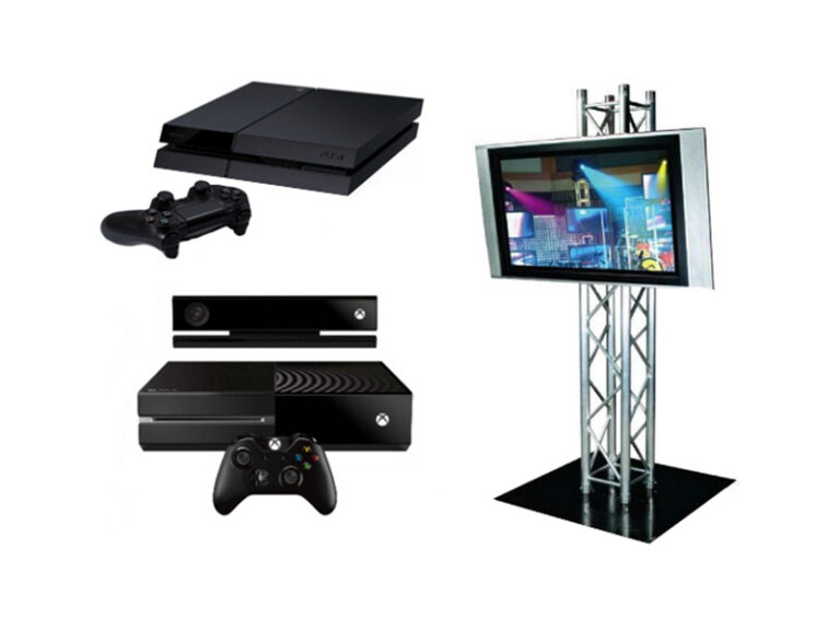 Gaming Console With TV and Truss