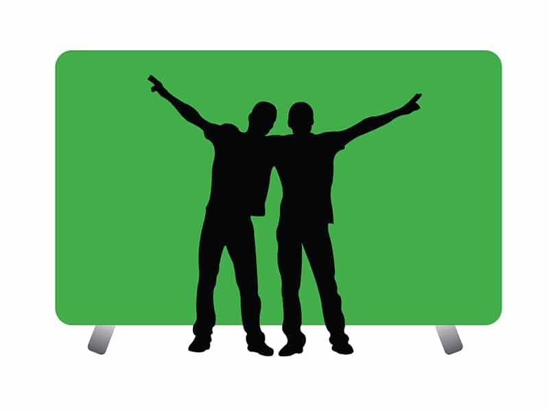 Two people posing for their Green Screen Photography rental in Toronto.