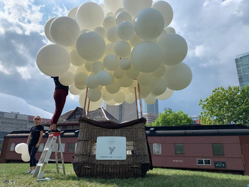 Hot Air Balloon Basket Rental ready for photo shoot.