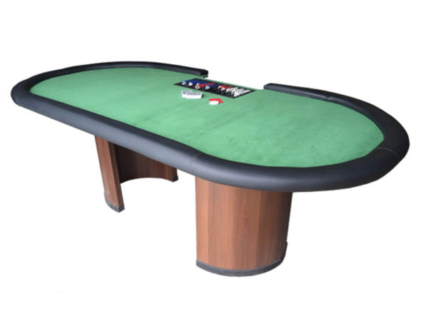 Poker Table with wooden legs rental side image.