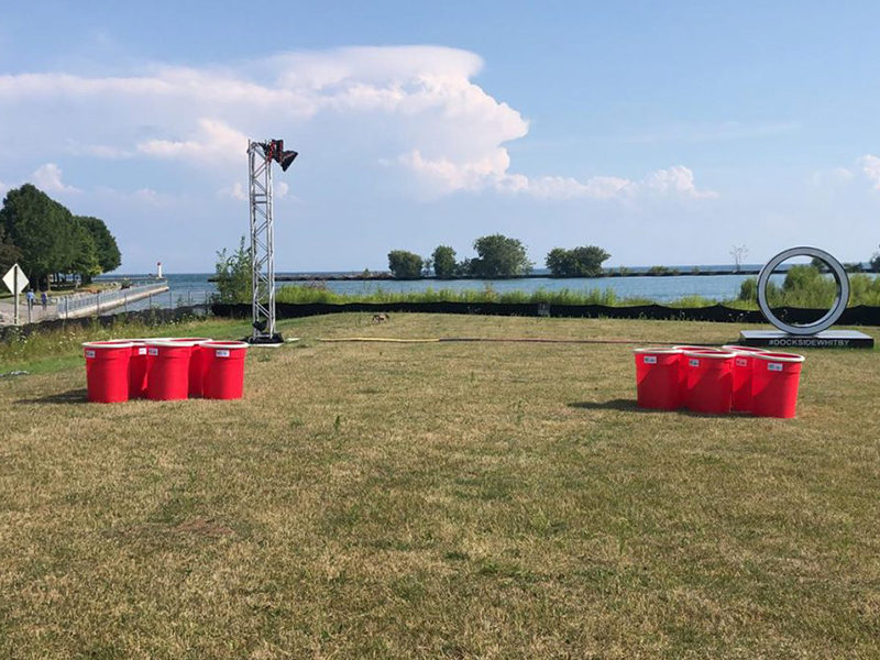 Giant Beer Pong set up for an outdoor event.