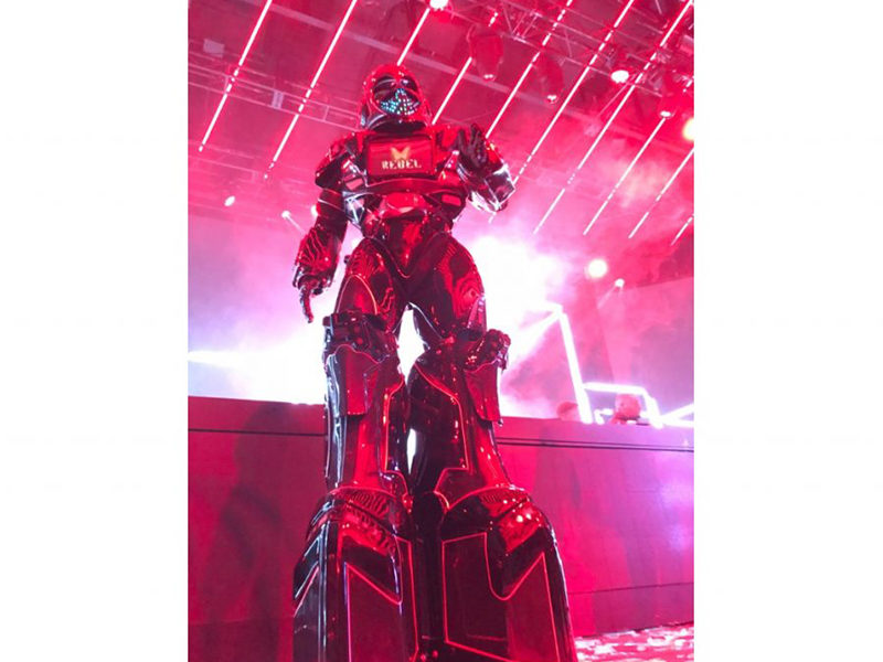 Giant LED Robot rental with DJ lights.