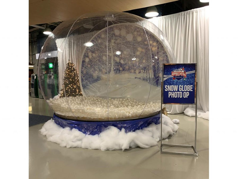 Giant Snow Globe rental set up read for Photo Op.
