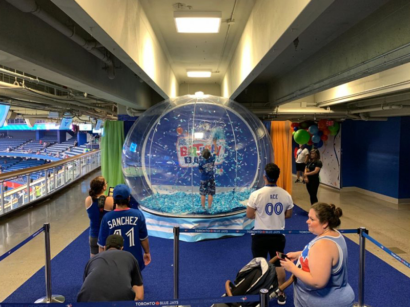 Giant Snow Globe rental fully customized for event in Toronto.