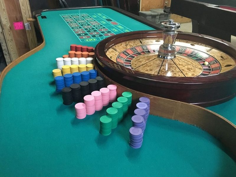 Stack of Chips set up on the Authentic Roulette Table.