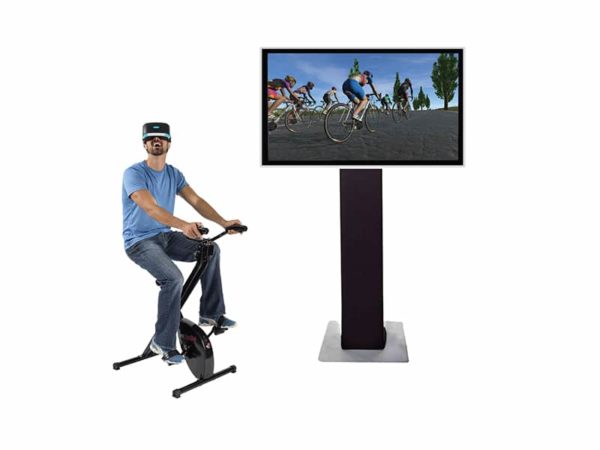Man using VR Cycling rental.