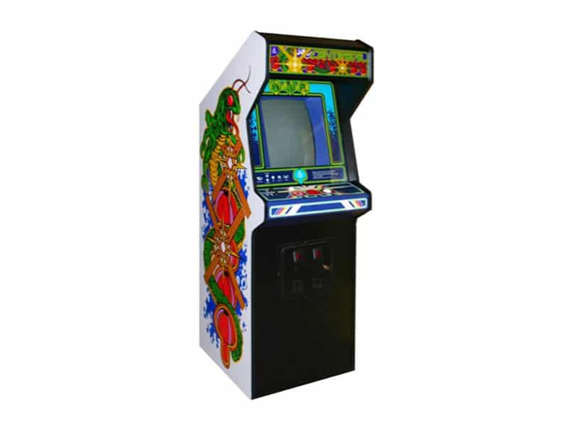 Centipede arcade game with a centipede crawling across the screen