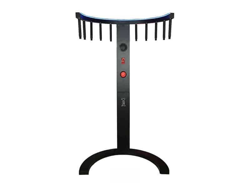 Catch the Stick Reflex Game machine rental featuring LED lights, padded stainless steel bars, LCD screen, speaker, game start button, coin acceptor, and stable semicircular base – available from Abbey Road Entertainment for events and parties in Toronto.
