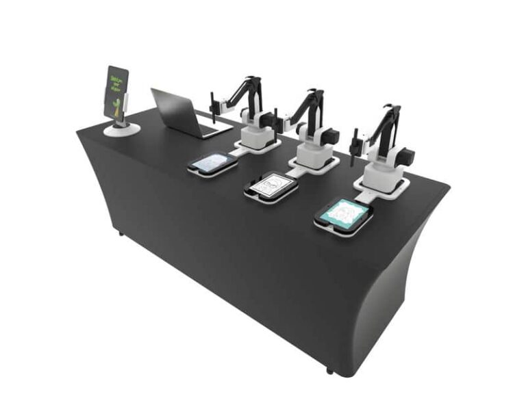 Full front view of a Draw Me Bot robotic portrait artist rental