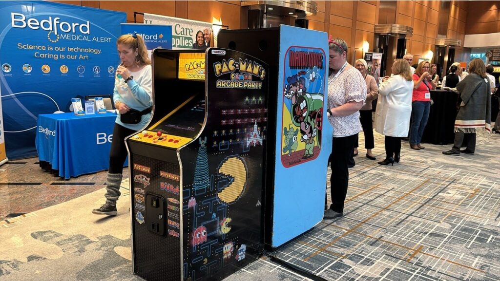 Interactive game drawing visitors to a trade show booth
