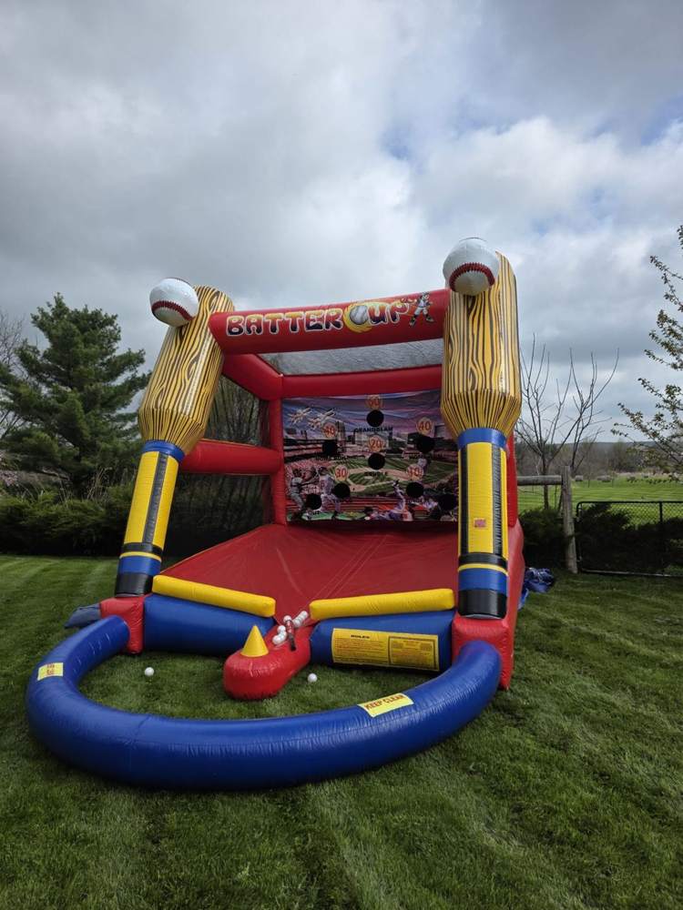 Batter Up inflatable baseball game on a green lawn