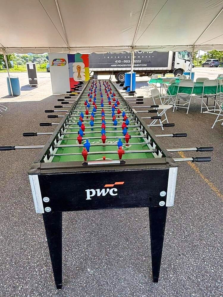 Corporate teams competing in sports games